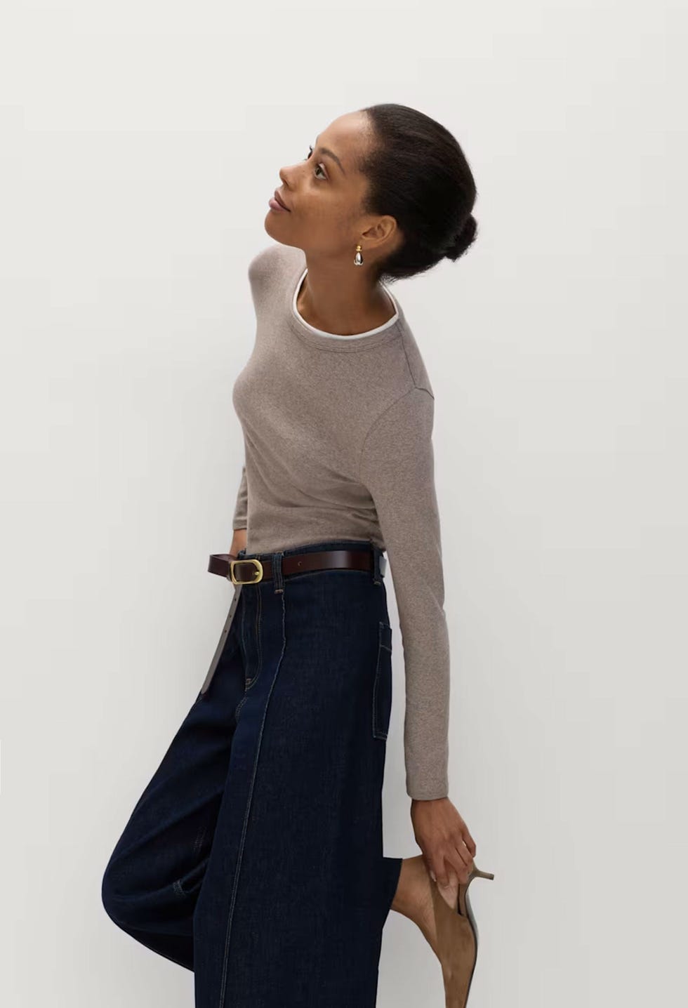 Cotton Rich Double Layer Top - Grey Marl