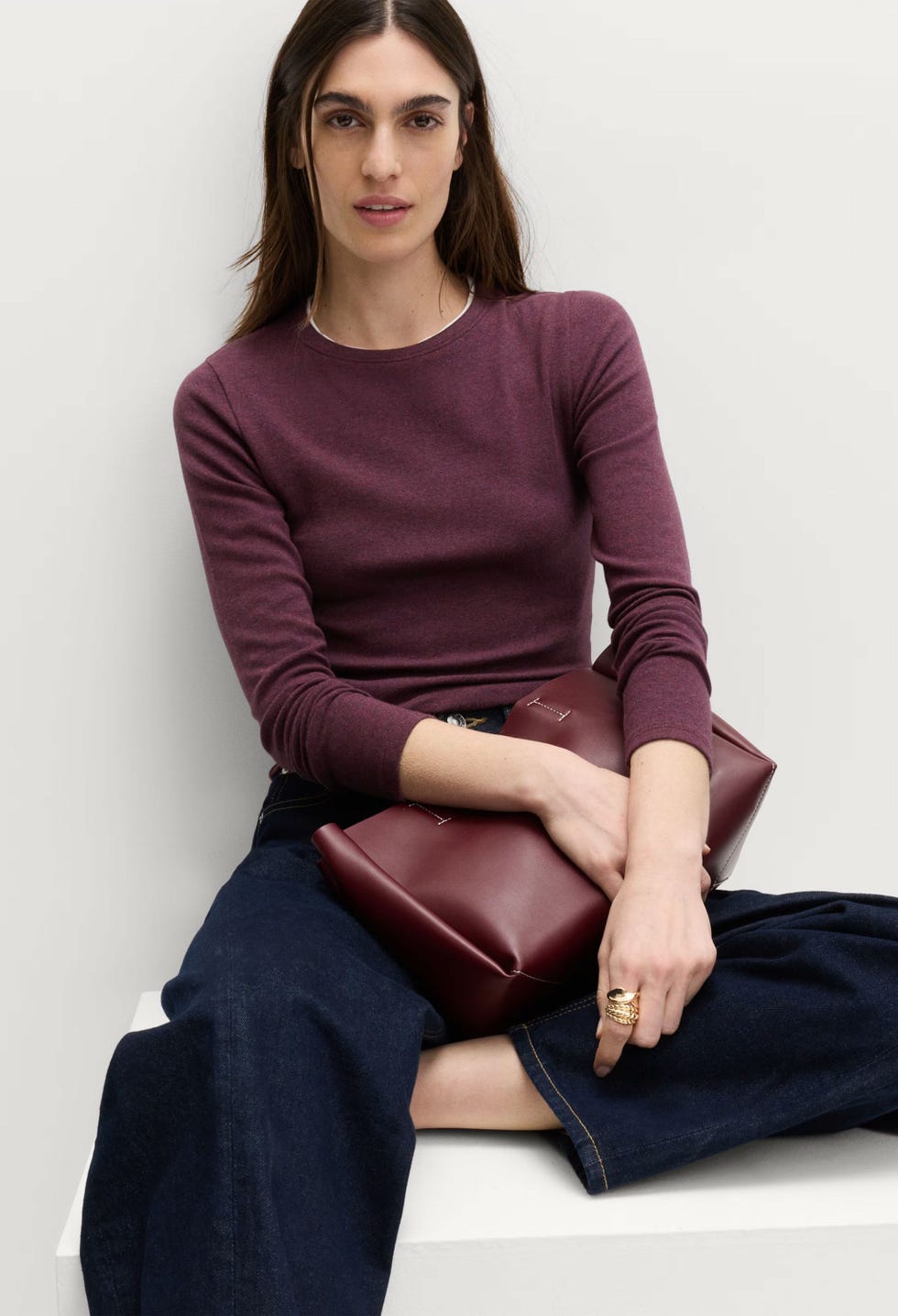 Cotton Rich Double Layer Top - Burgundy