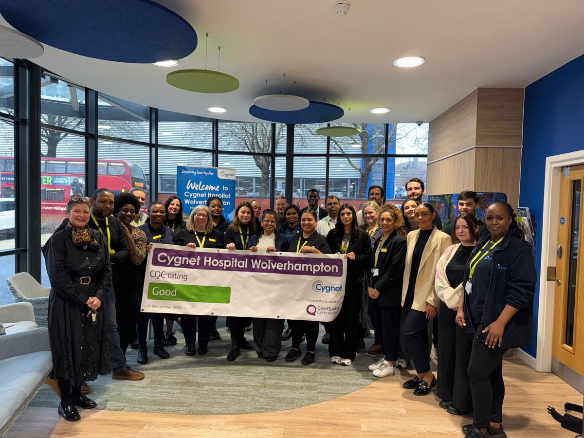 The team at Cygnet Hospital Wolverhampton celebrate their Good rating from the inspection