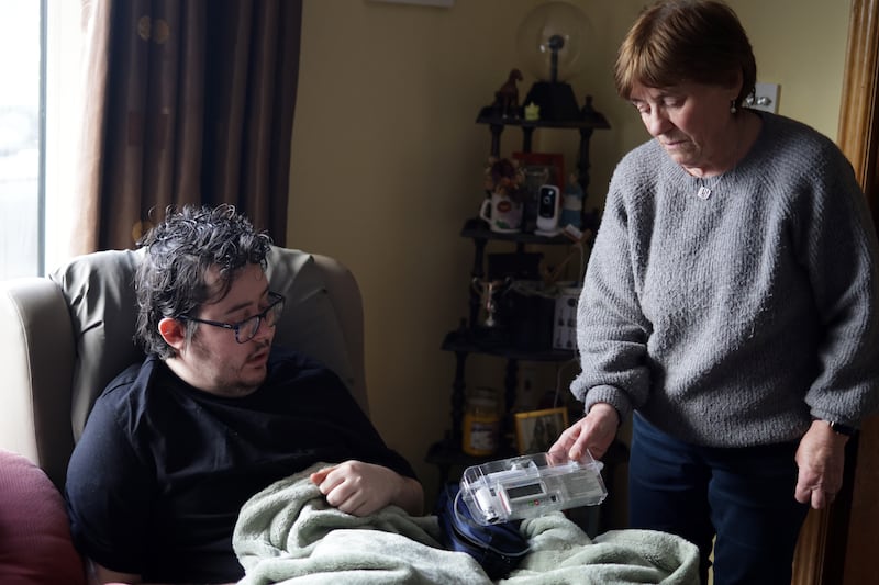 Rory Comer had to receive controlled drugs for his palliative care from a nurse by candlelight during this time, according to his mother, Joan Comer (right). Photograph: Chris Maddaloni