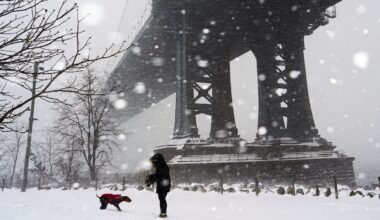 New York's iconic Manhattan Bridge on Sunday . Pic: Reuters