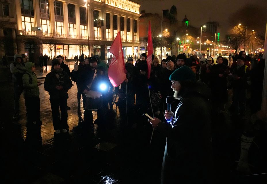Michael Curran Dorsano speaking during a protest in Dublin against ICE agents and Trump's immigration crackdown in Minneapolis (Niall Carson/PA Wire)