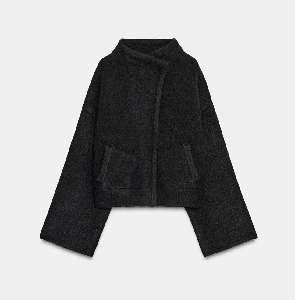 Knit Double-Breasted Bomber Jacket