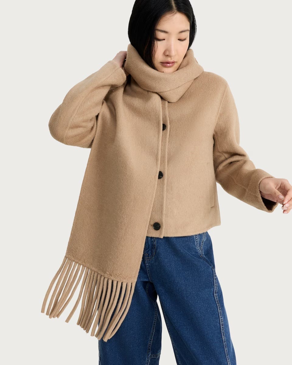 The F&F Edit Fringed Scarf Coat with Wool 
