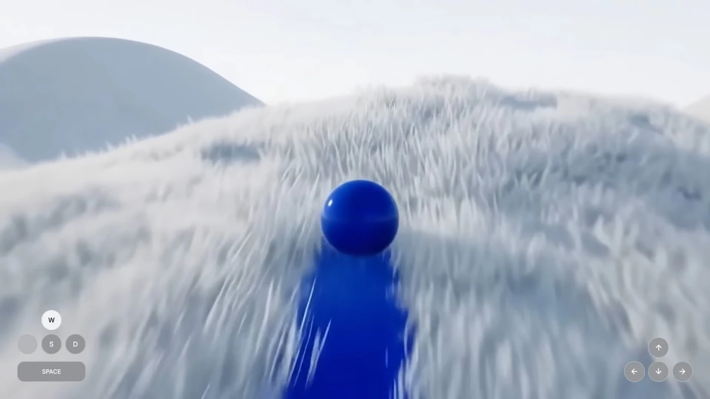 You can not only navigate through immersive worlds, but also interact with objects in them – like how this ball is leaving a trail of paint behind everything it rolls over