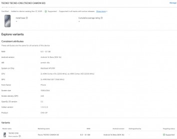 Tecno Camon 50 and Tecno Camon 50 Pro Google Play Console listings