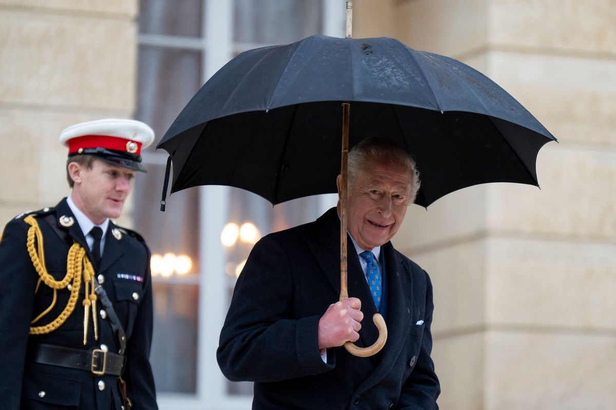 King Charles III departs Lancaster House in central London