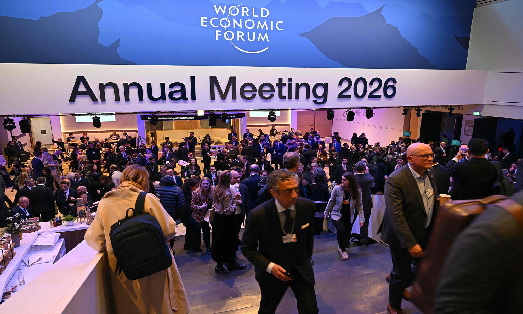 Visitors attend the World Economic Forum (WEF) annual meeting in Davos on January 20, 2026. The World Economic Forum takes place in Davos from January 19 to January 23, 2026. Photo: AFP