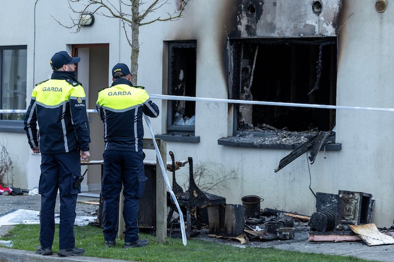 Gardai at scene of the fire on Creston Avenue on New Year's Eve. Photograph: Conor Ó Mearáin/Collins