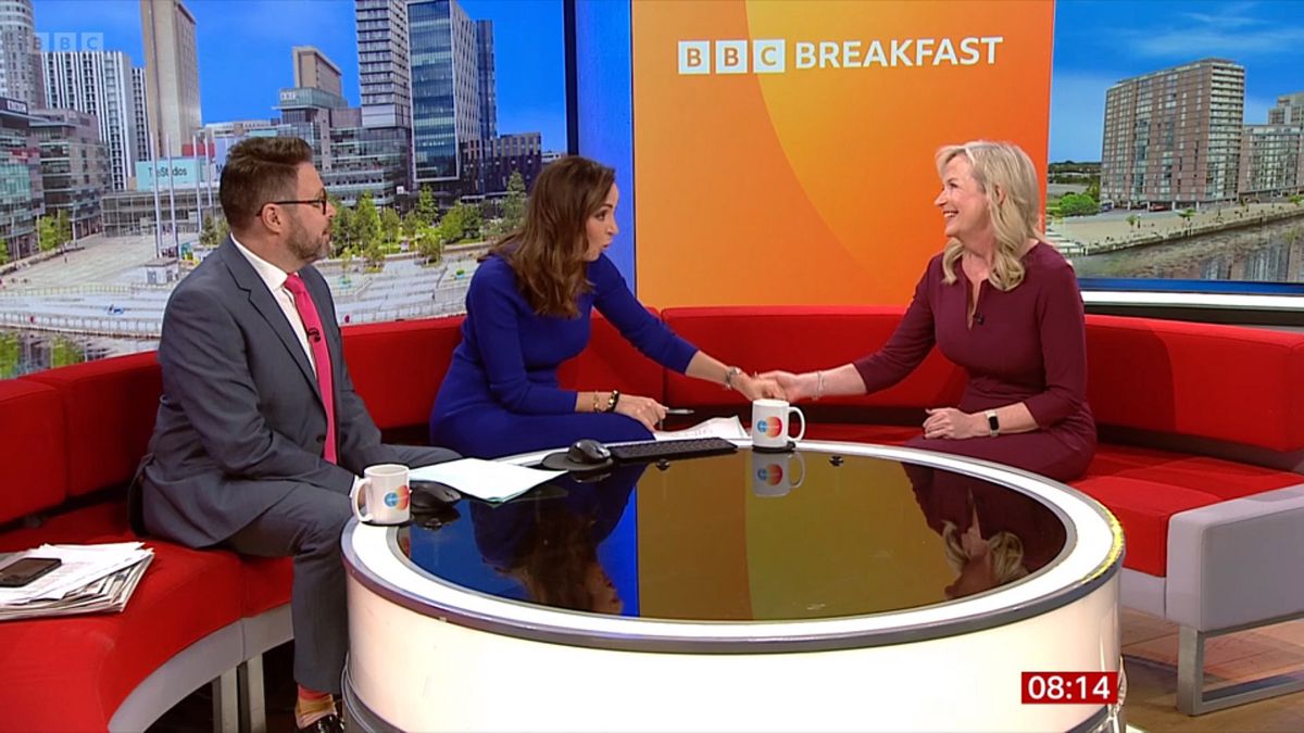 Jon Kay ,Sally Nugent and Carol Kirkwood on BBC Breakfast