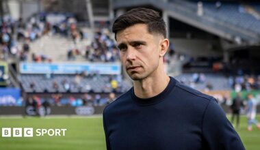 Eric Ramsay ahead of an MLS game wearing a navy blue top