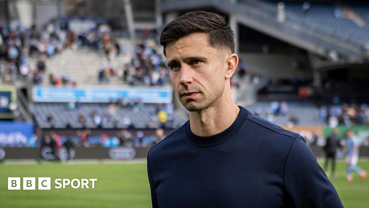 Eric Ramsay ahead of an MLS game wearing a navy blue top