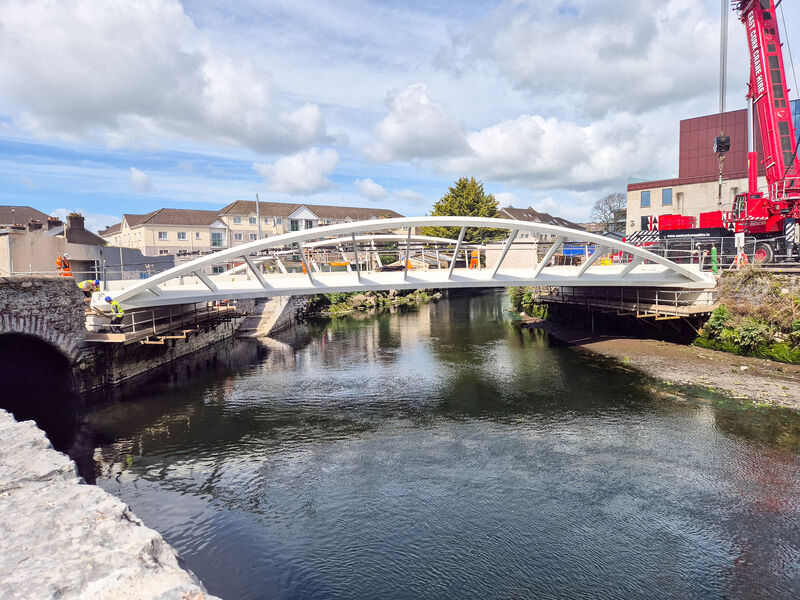 Newly installed footbridge spanning the south channel of the River Lee at the historic Proby's Quay, Cork. Picture: Billy macGill.