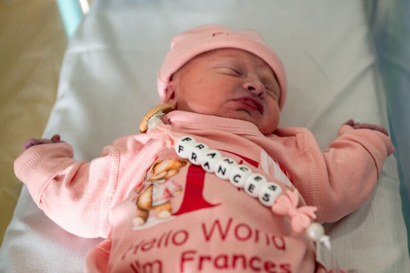 Baby Frances is pictured at Cork University Maternity Hospital after becoming the first baby born in Cork in 2026, arriving at 3.41am to mum Victoria Irwin and dad Cirroc O’Keeffe.  	Picture Chani Anderson