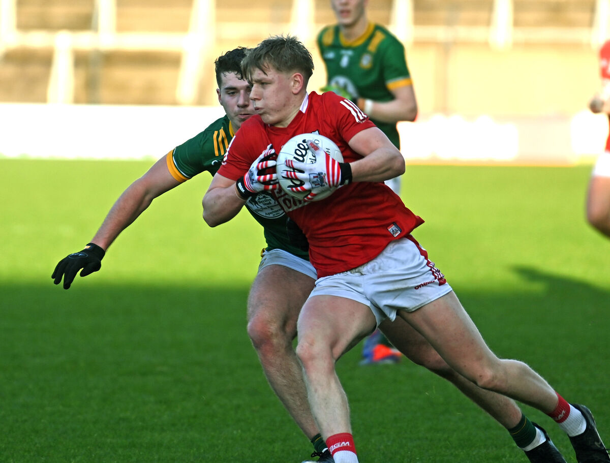 Cork's Dara Sheedy goes past Meath's James Reeves during an U20 football challenge last year. Picture: Eddie O'Hare