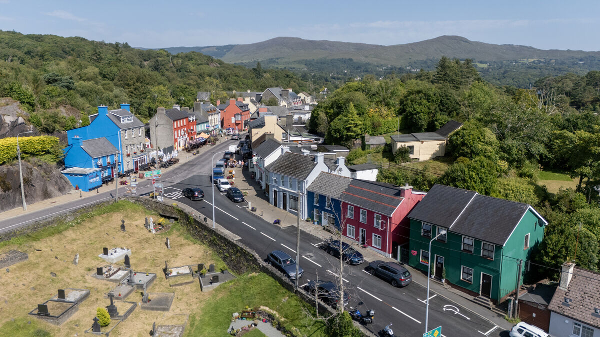 Main St, Glengarriff, with Bernard Harrington's bar, (second left). Picture: Dan Linehan