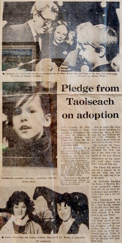 A framed newspaper page from 1985 hanging on her office wall. 