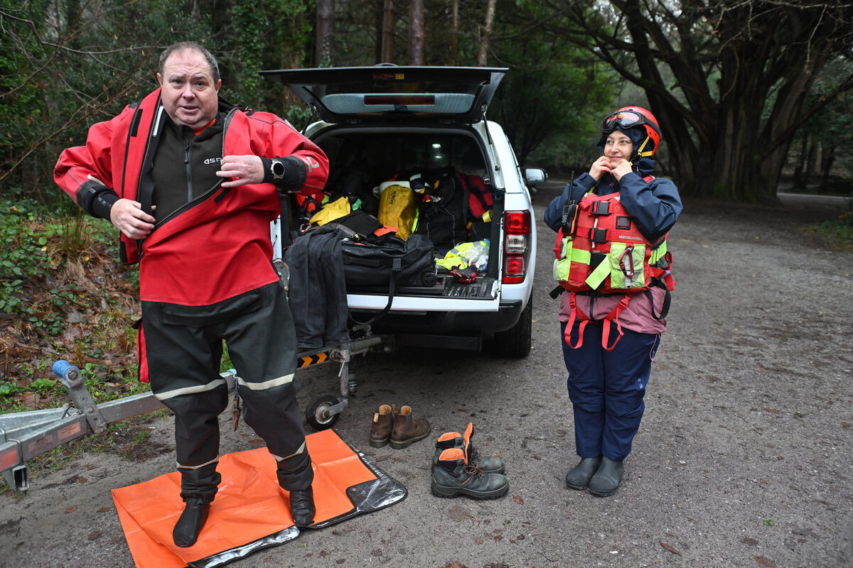  Kieran Caulfield and Donna Weiner getting ready to take to the water at Lough Léin. Both members of Killarney Water Rescue Search and Recovery Team. Picture: Dan Linehan