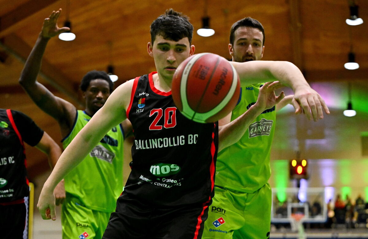 Dylan Corkery of Ballincollig in action against Eoin Quigley of Garveys Tralee Warriors. Picture: Shauna Clinton/Sportsfile