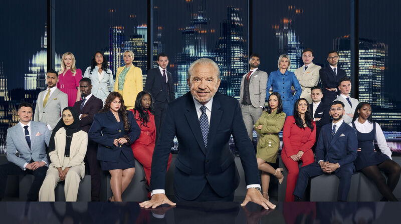 Alan Sugar with the candidates in the new series of The Apprentice: Levi Hague, Rajan Gill, Rothna Akhtar, Georgina Newton, Marcus Donkoh, Pascha Myhill, Karishma Vijay, Megan Ruiter, Vanessa Tetteh-Squire, Kieran McCartney, Priyesh Bathia, Roxanne Hamedi, Andrea Cooper, Nikki Jetha, Harry Clough, Lawrence Rosenberg, Dan Miller, Tanmay Hingorani, Conor Galvin, and Carrington Saunders. Picture: Ray Burminston/PA