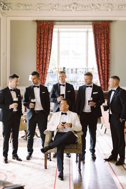 Jason pictured with his groomsmen. From Callan in Kilkenny, Jason is a keen hurler and plays with Dubai Celts.