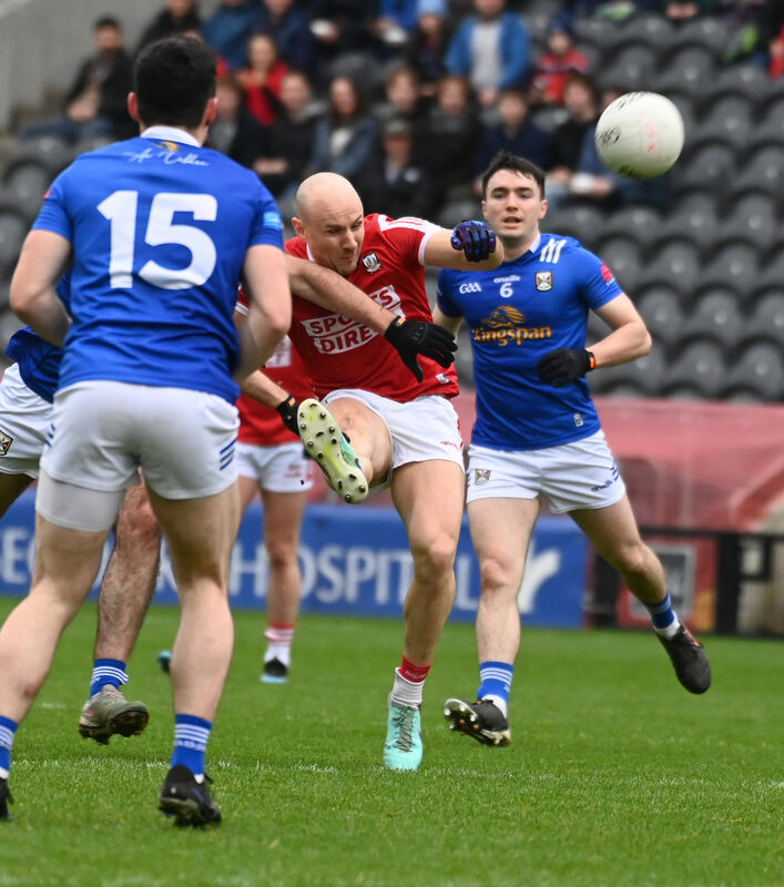Cork's Brian O'Driscoll shoots against Cavan in 2024 at SuperValu Páirc Uí Chaoimh. Picture: Eddie O'Hare