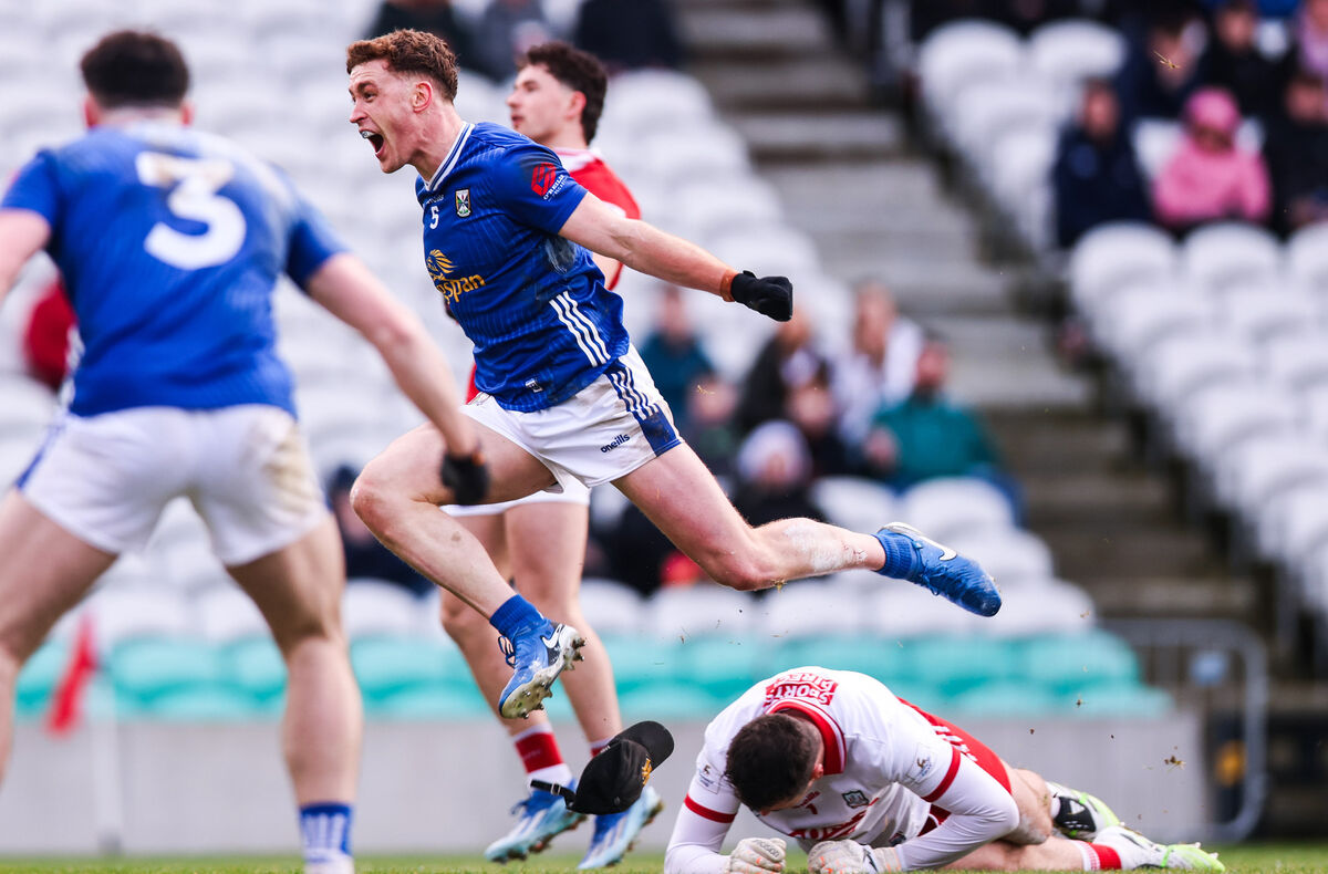 Cavan's Ciaran Brady celebrates after scoring his side's second goal of the match. Pic: ©INPHO/Tom Maher