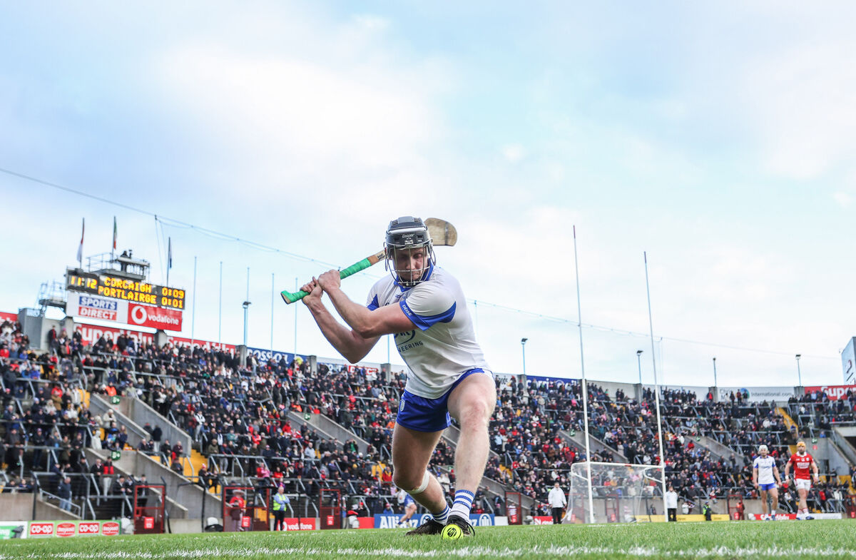 Waterford's Iarlaith Daly takes a sideline cut. Pic: ©INPHO/Tom Maher