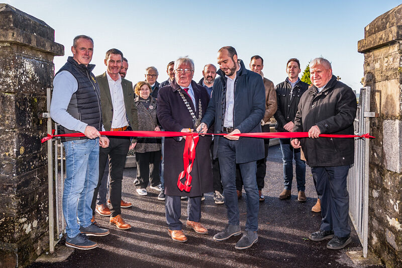At the reopening of Rossmore cemetery following a €65,000 refurbishment: Michael Murphy, All Black Tarmacadam.; Jason Collins, chair, Kilmeen and Castleventry Community Development Association; deputy Lord Mayor Joe Carroll; senator Noel O’Donovan; Fr Tom Hayes; and parishioners. Picture: Andy Gibson
