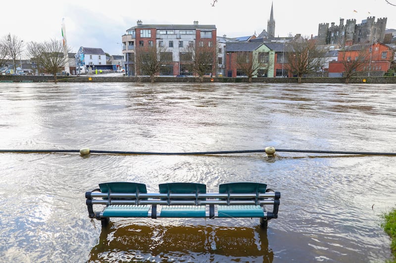 Water from the river Slaney surrounds a bench on the bank of the river during Storm Chandra, in Enniscorthy, Co Wexford, on January 28th. Photograph: Paul Faith/AFP via Getty