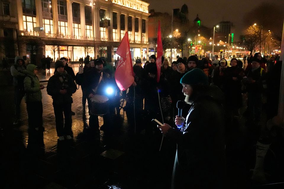 Michael Curran Dorsano speaking during a protest in Dublin against ICE agents and Trump's immigration crackdown in Minneapolis (Niall Carson/PA Wire)