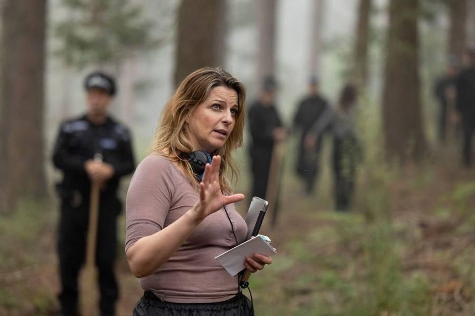 Laura Way on the set of Girl Taken by Paramount+.