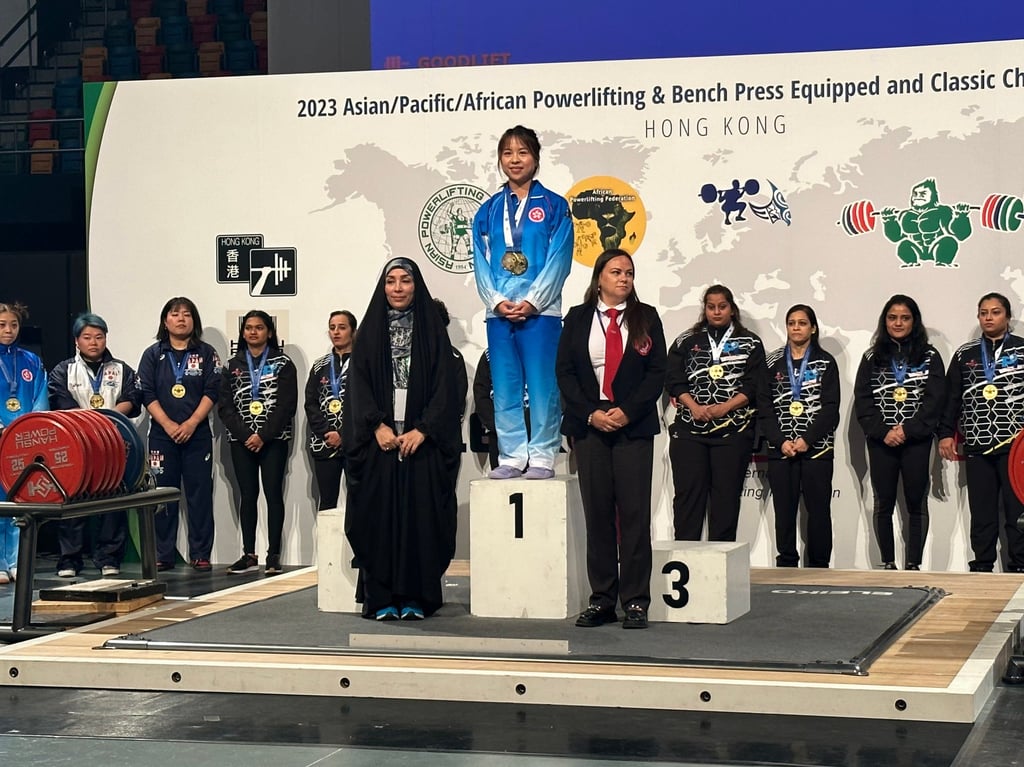 Tsang came first in her weight division at the Asian Pacific African Bench Press Classic Championship 2023. Photo: courtesy of Jaclyn Tsang