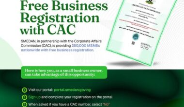 Call For Applications:  SMEDAN Free CAC Business Registration for MSMEs in