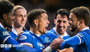 Djeidi Gassama scores for Rangers against Dundee