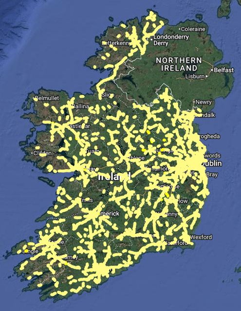 Map showing the locations of speed cameras. Image: An Garda Síochána