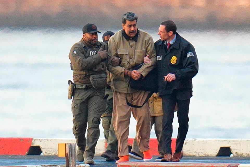 Nicolas Maduro after landing at a Manhattan helipad, escorted by federal agents, as they make their way to courthouse in Manhattan (Photo: XNY/Star Max/GC Images)