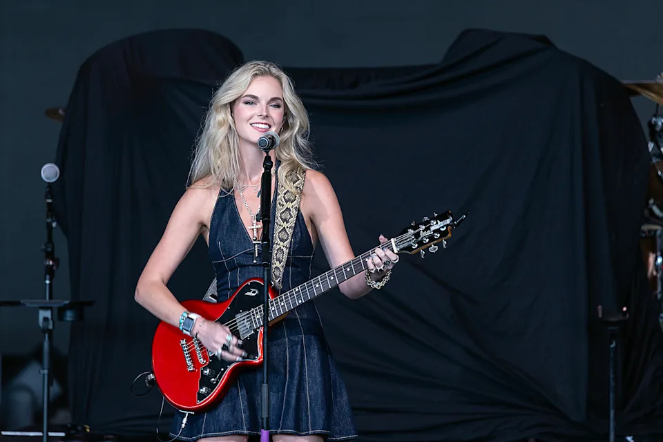 CHARLOTTE, NORTH CAROLINA - MAY 30: Karley Scott Collins performs at PNC Music Pavilion on May 30, 2025 in Charlotte, North Carolina. (Photo by Jeff Hahne/Getty Images)