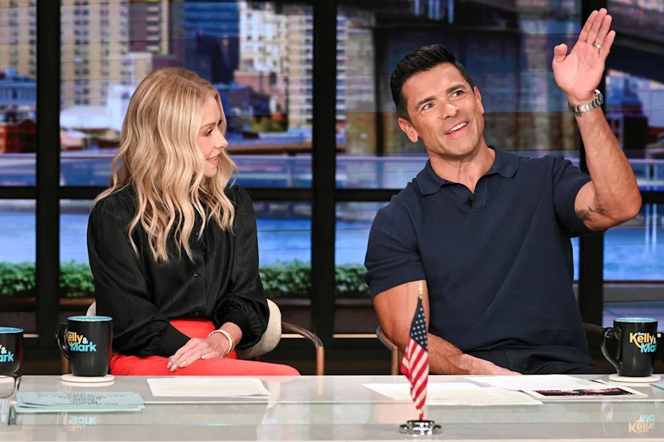 Disney/Lorenzo Bevilaqua via Getty  Kelly Ripa and Mark Consuelos co-host 'Live with Kelly and Mark' on July 28, 2025