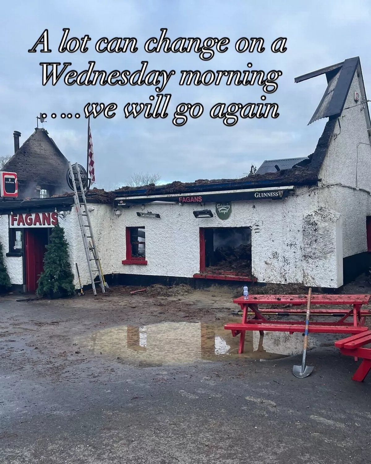 The owners of Scut Fagan's shared an image showing the damage the blaze caused to the pub