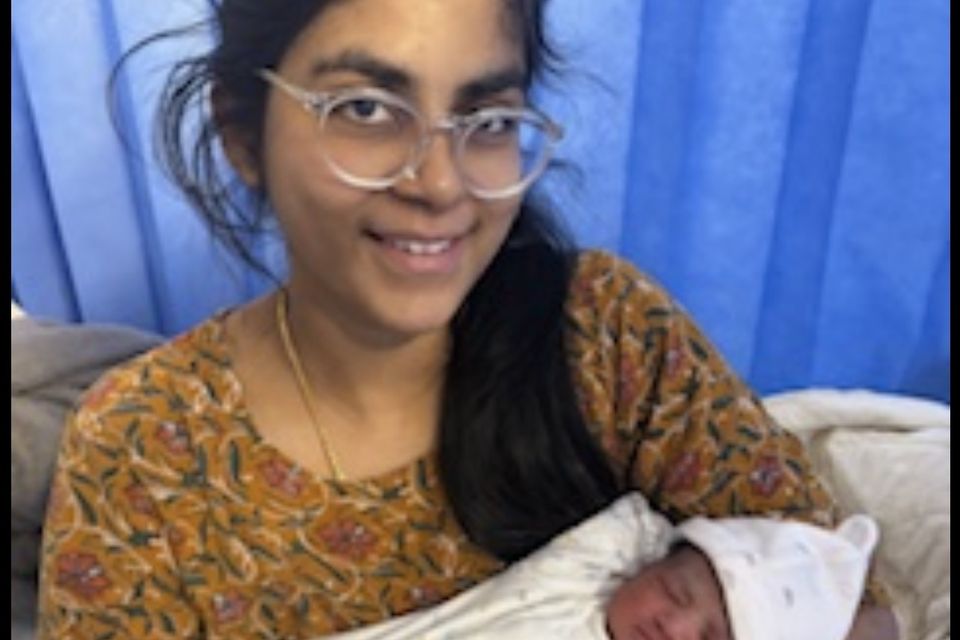 Baby Anjali Sivakumar, who was born at 00.06am.