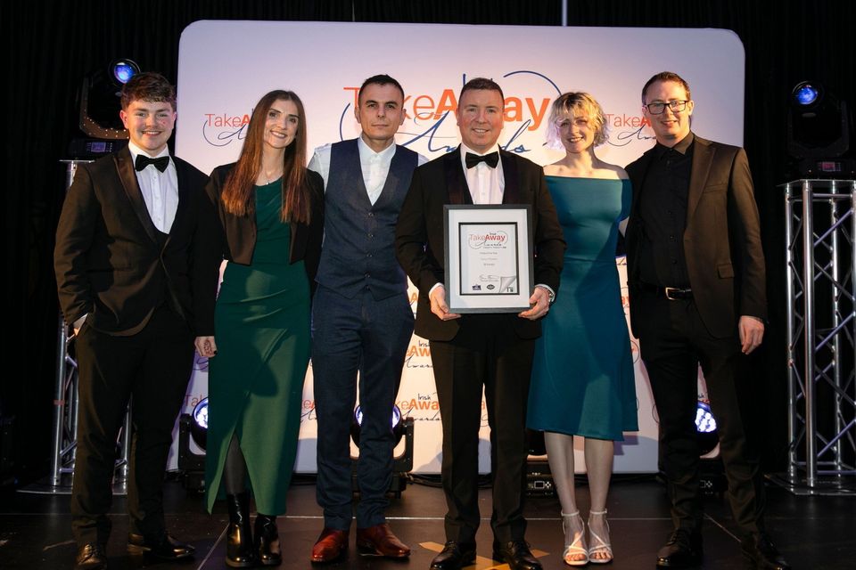 Vincent Del Luca and the team from Tony's Pizzeria celebrate being named as Ireland's Takeaway of the Year