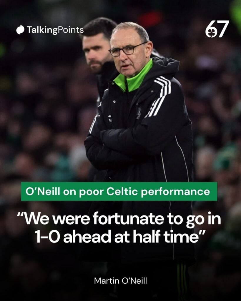 Celtic interim manager Martin O'Neill looks on during the Premier League match between Celtic and Dundee United