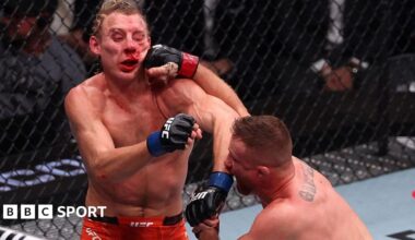 Paddy Pimblett is punched by Justin Gaethje