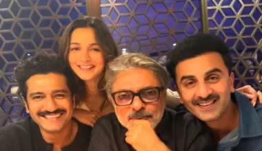 Sanjay Leela Bhansali, Alia Bhatt, Ranbir Kapoor, and Vicky Kaushal: courtesy of Alia Bhatt's Instagram