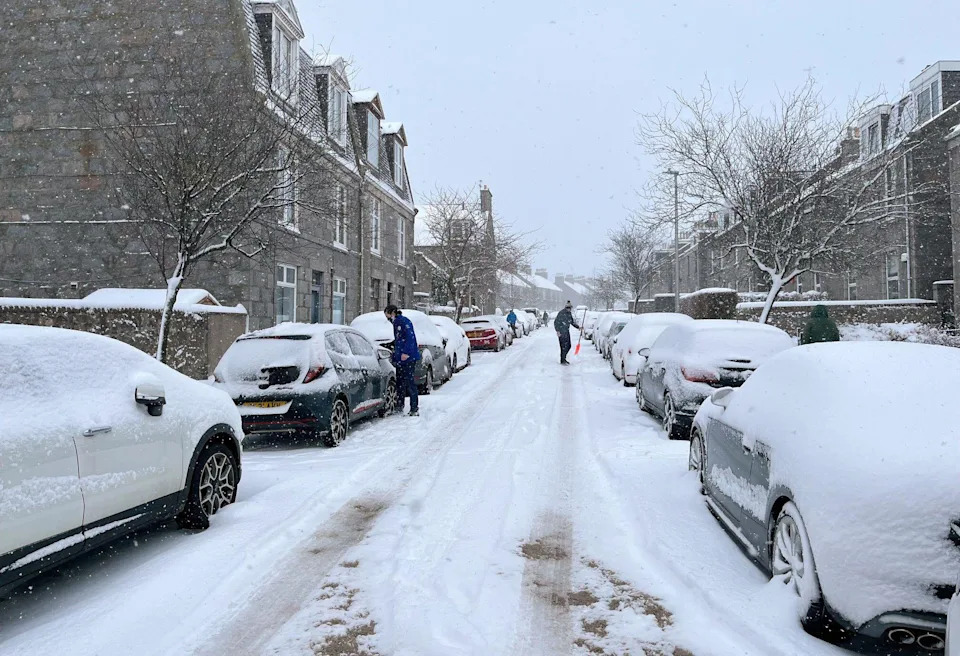 Wintry conditions in Aberdeen. Bitterly cold weather is expected to grip the UK over the weekend with some places already seeing as much as 10cm of snow. Picture date: Sunday January 4, 2026.