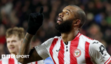 Brentford striker Igor Thiago celebrates scoring in the Premier League