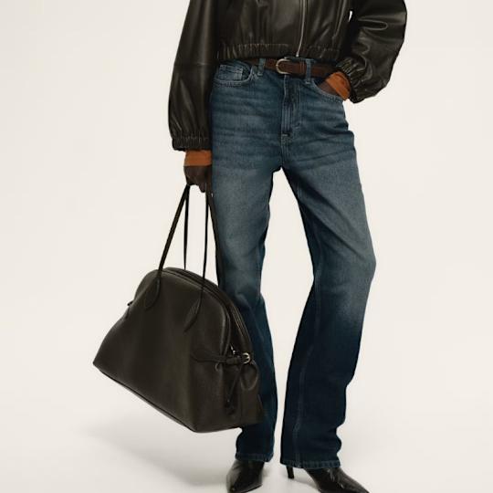 Straight High Jeans on model 