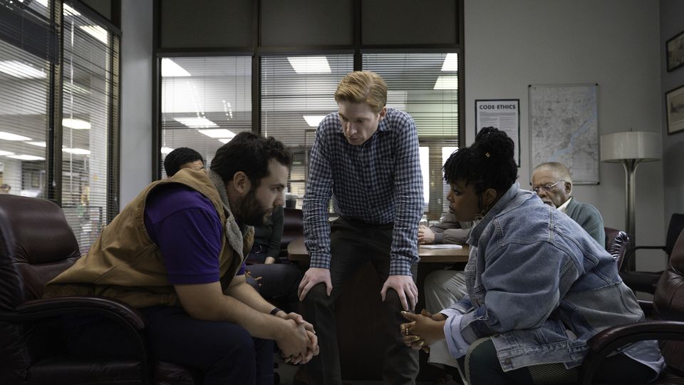 The Paper starring Domhnall Gleeson is available on Sky Max and streaming platform NOW.(Photo: Sky)
