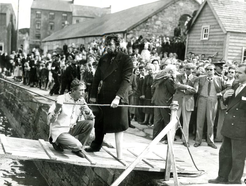 John Huston and Gregory Peck on the set of Moby Dick in Youghal on July 18th, 1954. File photograph: Dermot Barry/The Irish Times  